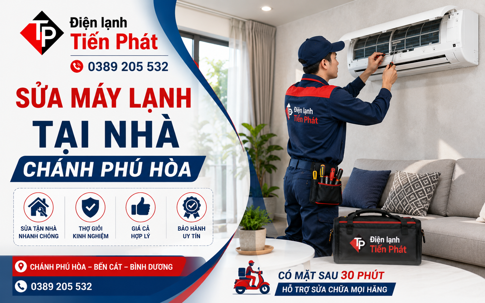 Sửa máy lạnh tại nhà Chánh Phú Hòa tận tâm